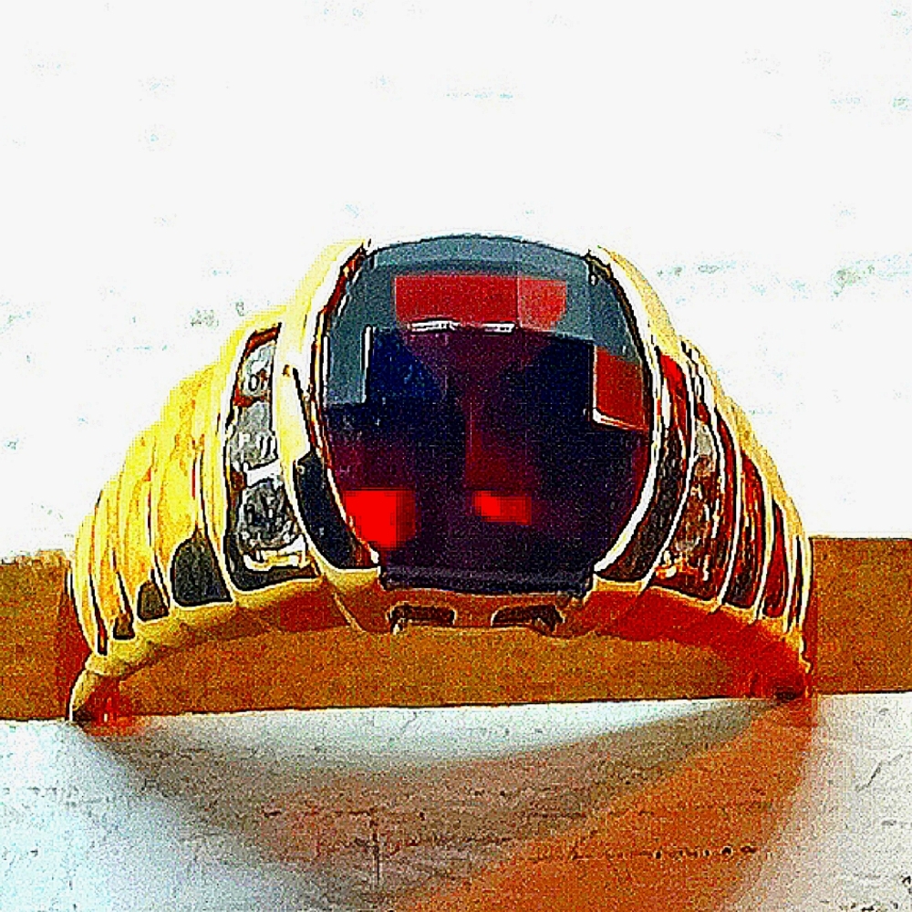 14KYG Diamond Garnet Checkerboard Cut Ring....